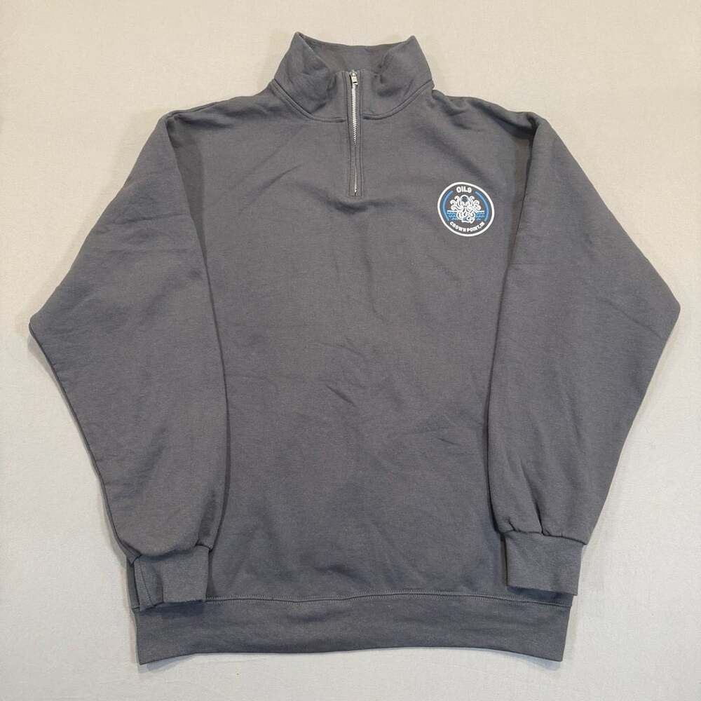 Jerzees Nublend 1/4 Zip Sweatshirt Size L Charcoal Grey Crown Point IN